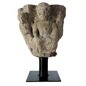 Provençal Romanesque Historiated Capital. Herod And The Massacre Of The Innocents.