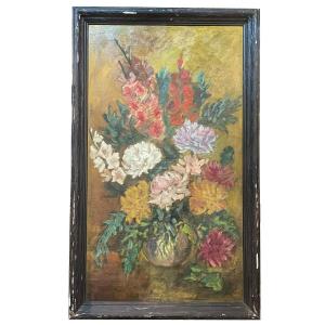 Still Life With Chrysanthemums, Oil On Canvas