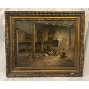 The Farmyard, Oil On Canvas