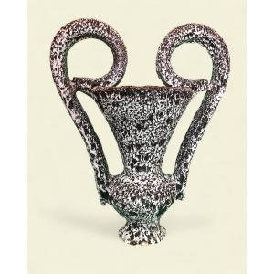 Large "canthara" Vase In "fat Lava" Ceramic, Marius Giuge In Vallauris - 1960s