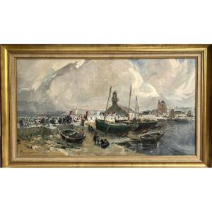 Emmanuel Marcel Laurent (1890-1947) Hst "forgiveness To Our Lady Of Rocamadour-camaret" Brittany 