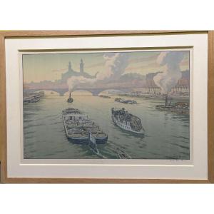 Henri Riviere (1864-1951) Lithograph On China Paper, Numbered, Signed In Pencil "le Trocadero"