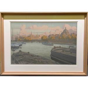 Henri Riviere (1864-1951) Lithograph On China Paper, Numbered, Signed In Pencil "l'institut"
