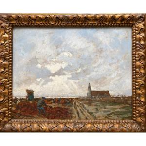 Marcel Jacquier (1877-1957), Hsp, "seaweed Harvesters At St Guénolé" Brittany 