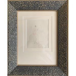 Jean Emile Laboureur ( 1877-1943 )  Dessin " Helène et Douglas " 