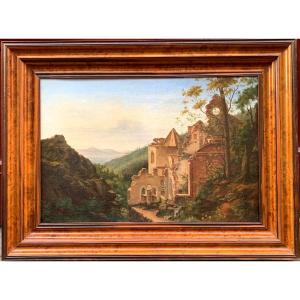 Mountain Landscape With Ruins - Swiss School XVIIIth Century