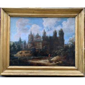 Animated Landscape With Medieval Castle, Signed Jan Pinas (1583-1631)