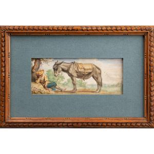 The Country Stop Of The Peasant And His Donkey  