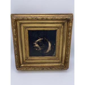 Oil Painting Of A Dog ,19 Century