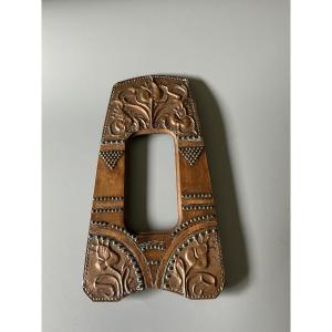Photo Frame In Wood And Embossed Copper, Dinanderie Spirit, Art Nouveau And Arts & Craft