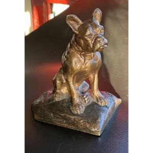 Bronze Dog, Representing A French Bulldog.
