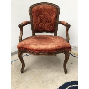 Louis XV Period Cabriolet Armchair, Blanchard Stamp, 18th Century 