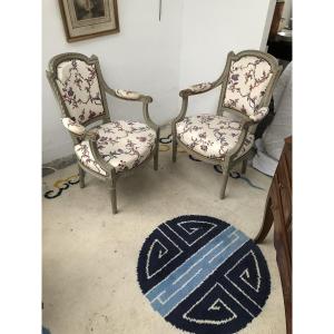 Pair Of Louis XVI Style Cabriolet Armchairs, 19th Century 