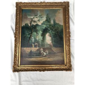 Oil On Canvas, Country Scene, Late 18th Century 