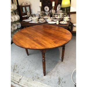 Round Table With Drop-leaf Leaf, Louis Philippe Period, 19th Century 