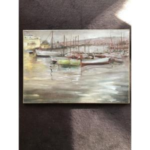 Oil On Canvas Marine Seascape 20th Century 