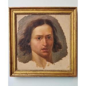 Tête d'Expression. Ecole Française Romantique Vers 1820.