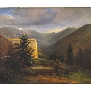 Tomb Of Edouard De Villiers By Charles Langlois. Oil On Paper