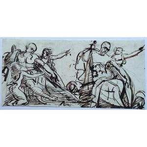 Auguste Couder.  Scène Mythologique. Dessin