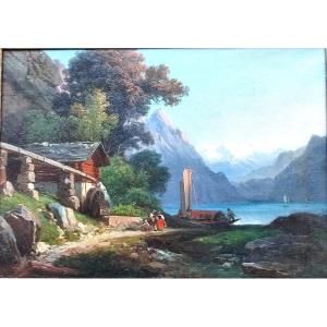 Jean Charles Remond. Landscape Of Brienz, Canton Of Bern, Switzerland