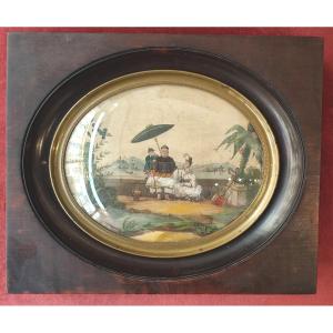 China. Silk Painting From The Louis Philippe Period.