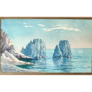 Andrea Cherubini. Capri. Watercolor Circa 1865