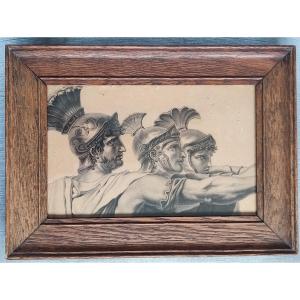 Ancient Warriors. Drawing Circa 1850