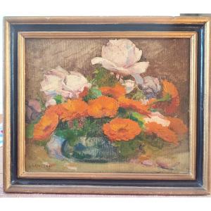 Lavalley. Roses And Daisies. Signed Lavalley 