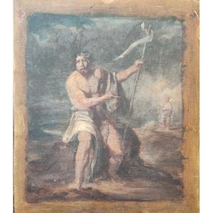 Antique Figure. Oil On Paper Circa 1830