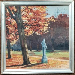 The Park Of Versailles. Watercolor Circa 1925