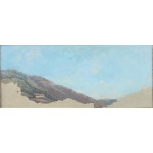 Mountain Landscape. Oil On Paper Circa 1830