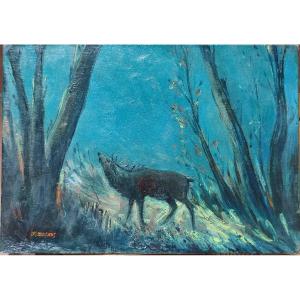 Ferdinand Desnos. The Bellowing Deer. Oil On Cardboard. Circa 1941