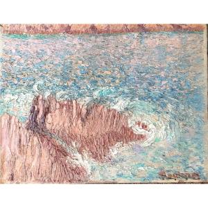 Marine. Divisionist Painting. Ernest Moulines. 