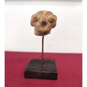 Head Of A Votive Statuette. Syro-hittite Civilization. Ceramic