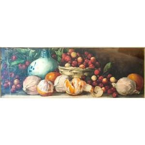 Oranges And Fruit. Composition. Watercolor Dated