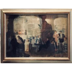 Pastel “cabaret Scene” - Signed L. Dutesn (?)