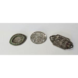 Three Silver Brooches, Epic Art Deco
