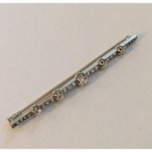 Grey Gold And Diamond Barrette Brooch - Circa 1925/1930
