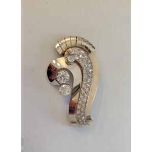 Grey Gold, Platinum And Diamond Clip Brooch, Circa 1925