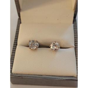 Pair Of Grey Gold And Diamond Stud Earrings