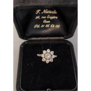 White Gold, Platinum And Diamond Daisy Ring