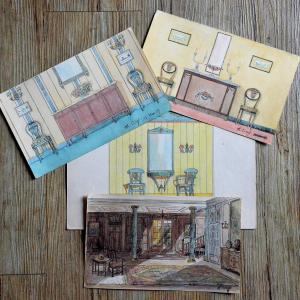 A Set Of 4 Interior Design Projects From The 1940s/50s