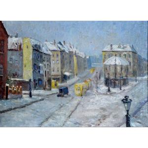 Brussels, Liedts Square Covered In Snow Around 1910.