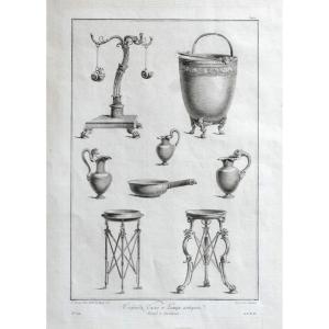 "antique Tripods, Vases And Lamps". 18th Century Engraving.
