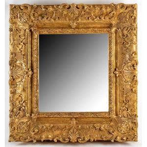 Very Beautiful Frame In Golden Carved Wood, Louis XIV Period - Regency