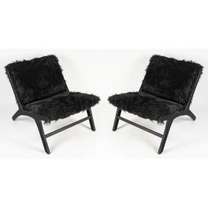Pair Of Low Chairs By Olivier De Schrijver