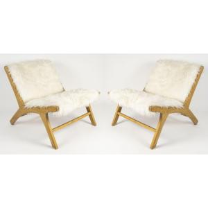 Pair Of Low Chairs By Olivier De Schrijver