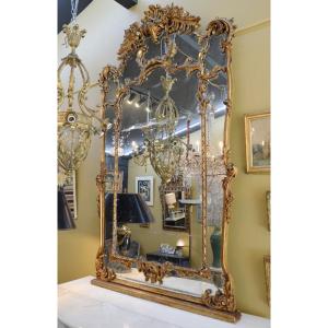 Large Giltwood Mirror, Louis XV Style — 19th Century
