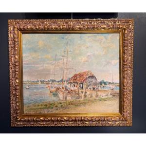 Harbour Scene, Oil On Canvas - Margaret Fisher Prout, 1946