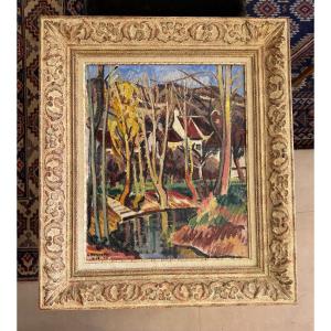 Trees By The River, Oil On Canvas - Louis Neillot, 1948